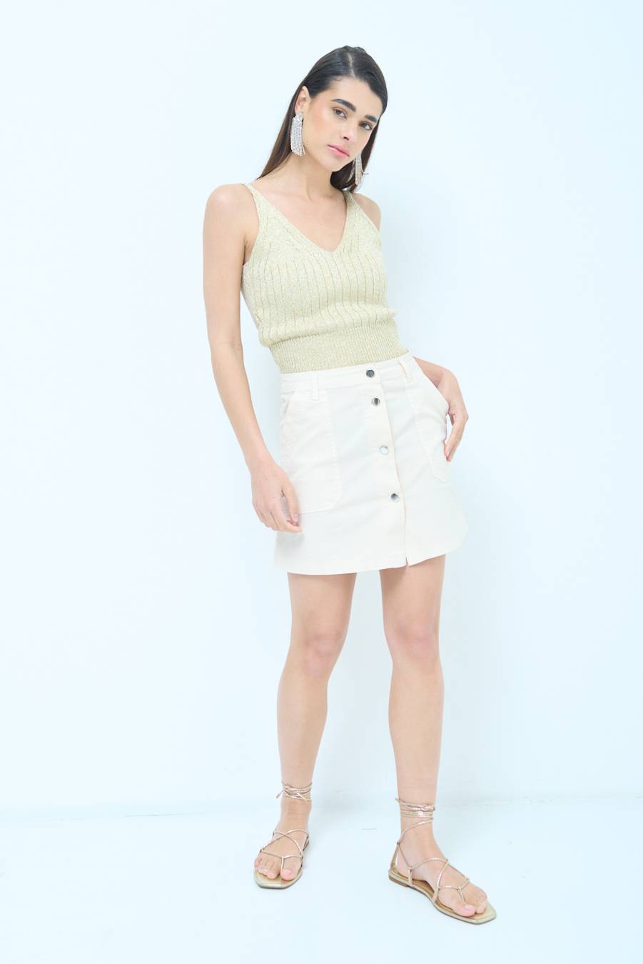 Kikisix MINIGONNA BOTTONI DV. BEIGE Negozio