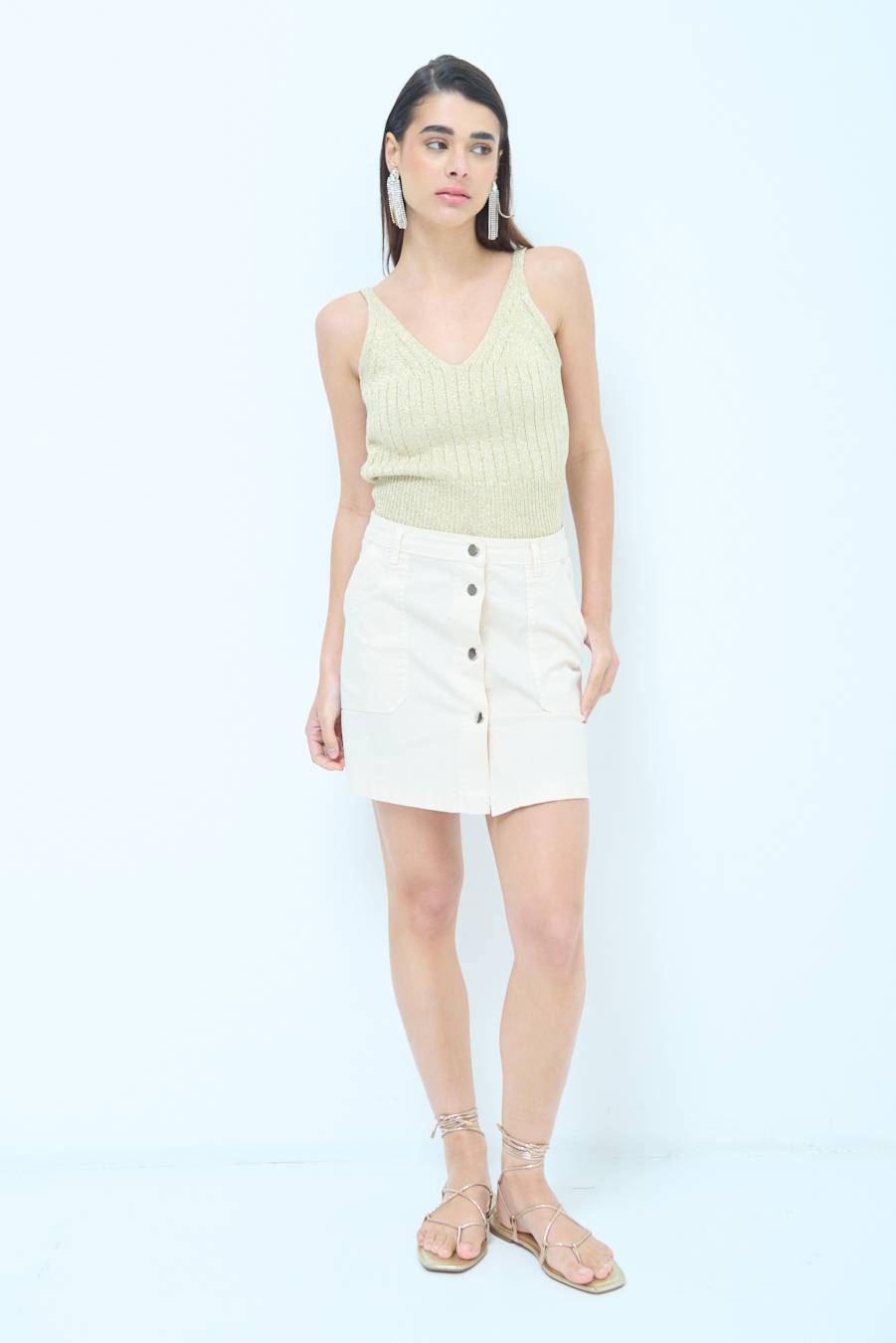 Kikisix MINIGONNA BOTTONI DV. BEIGE Negozio
