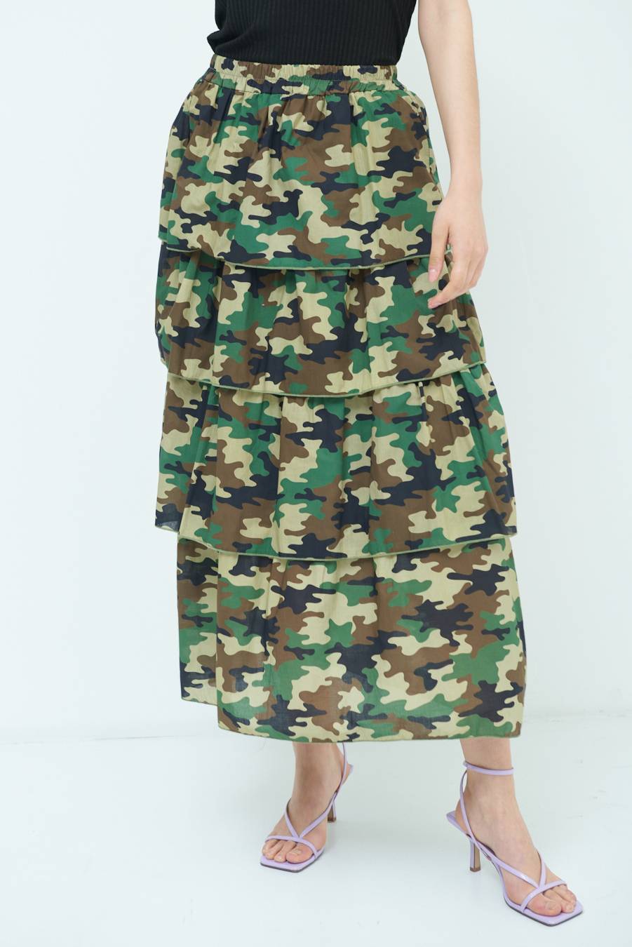 Kikisix GONNA BALZE CAMOUFLAGE VERDE MILITARE Moda