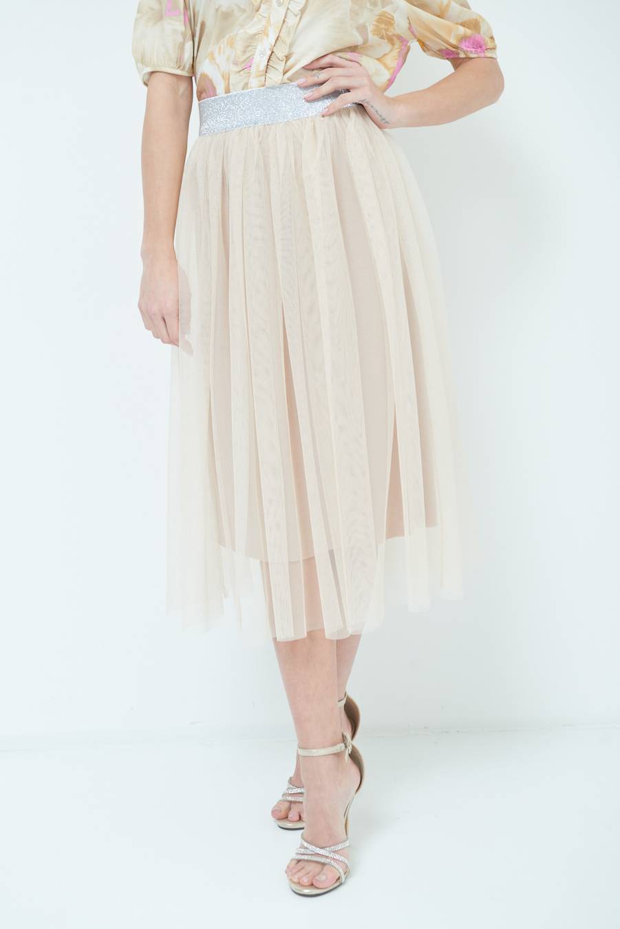 Kikisix GONNA TULLE BEIGE Spedizione Gratuita