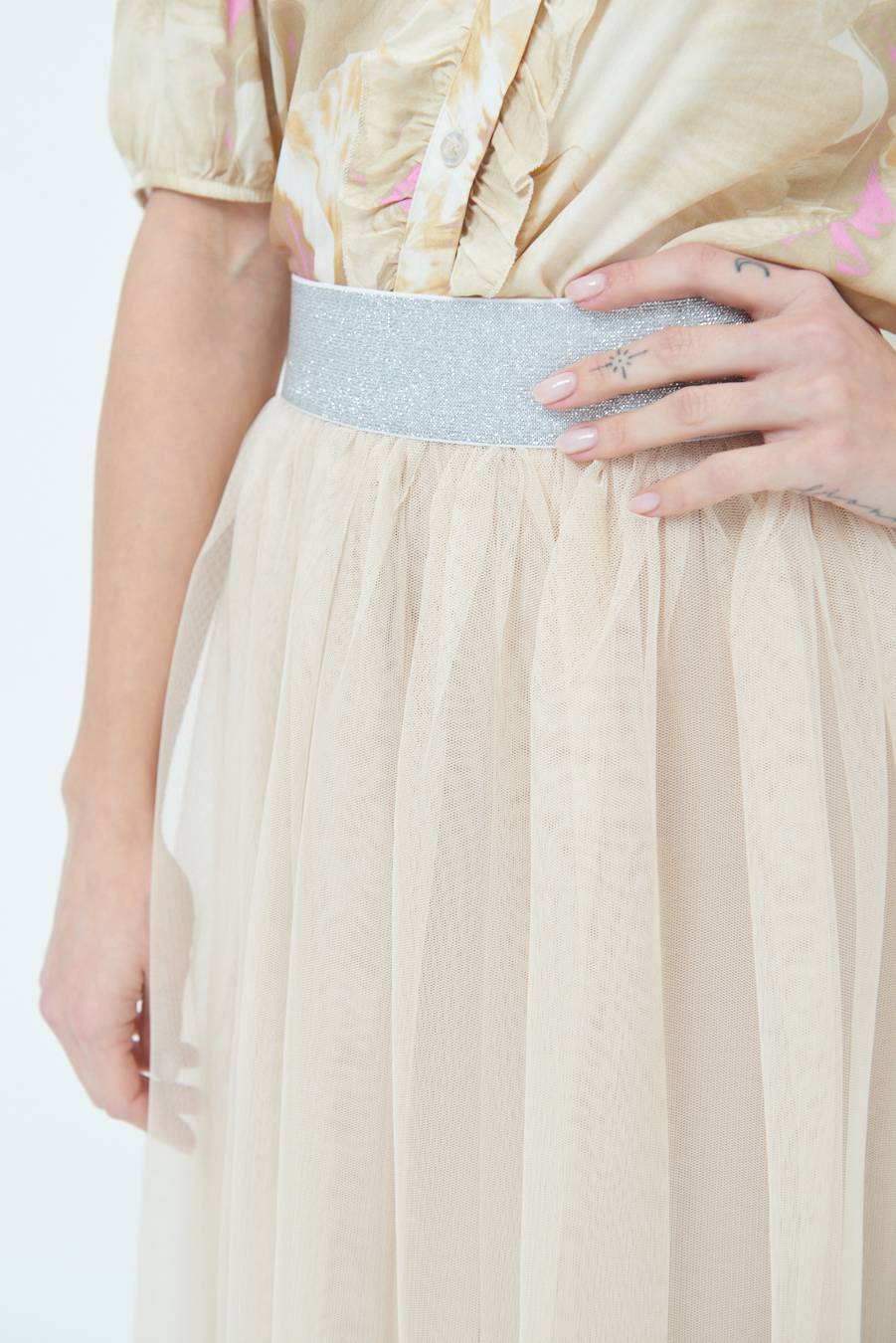 Kikisix GONNA TULLE BEIGE Spedizione Gratuita