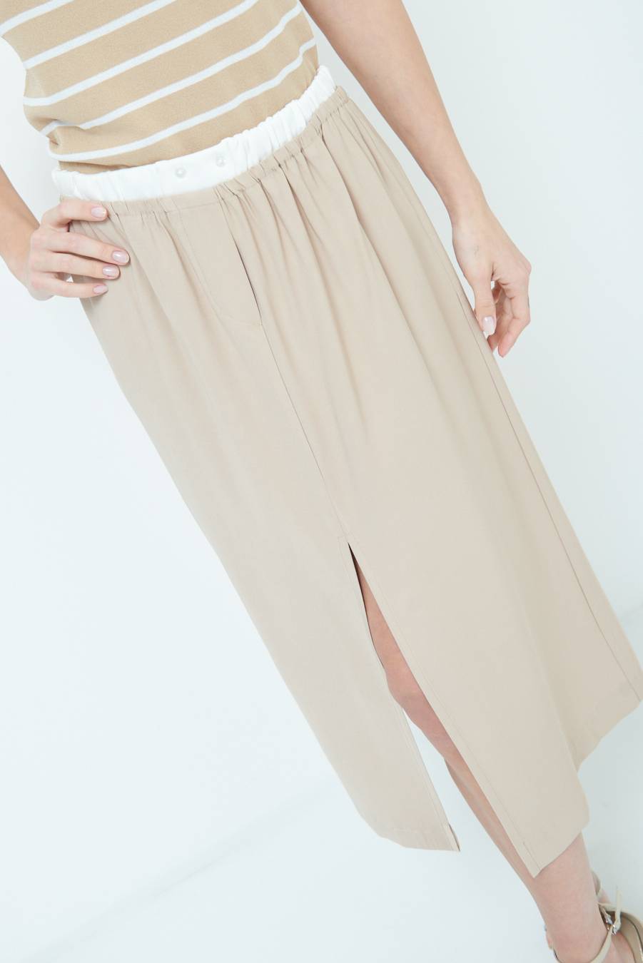 Kikisix LONGUETTE CON COSTINA VITA BEIGE Qualità Garantita