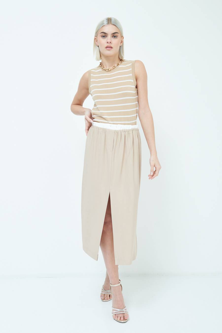 Kikisix LONGUETTE CON COSTINA VITA BEIGE Qualità Garantita