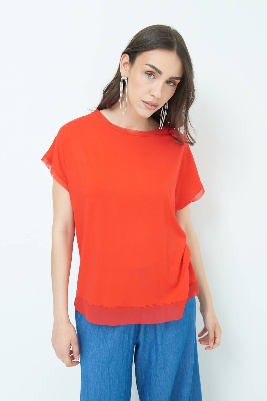 Kikisix MAGLIA PROFILO GEORGETTE ROSSO Fino Al -60%