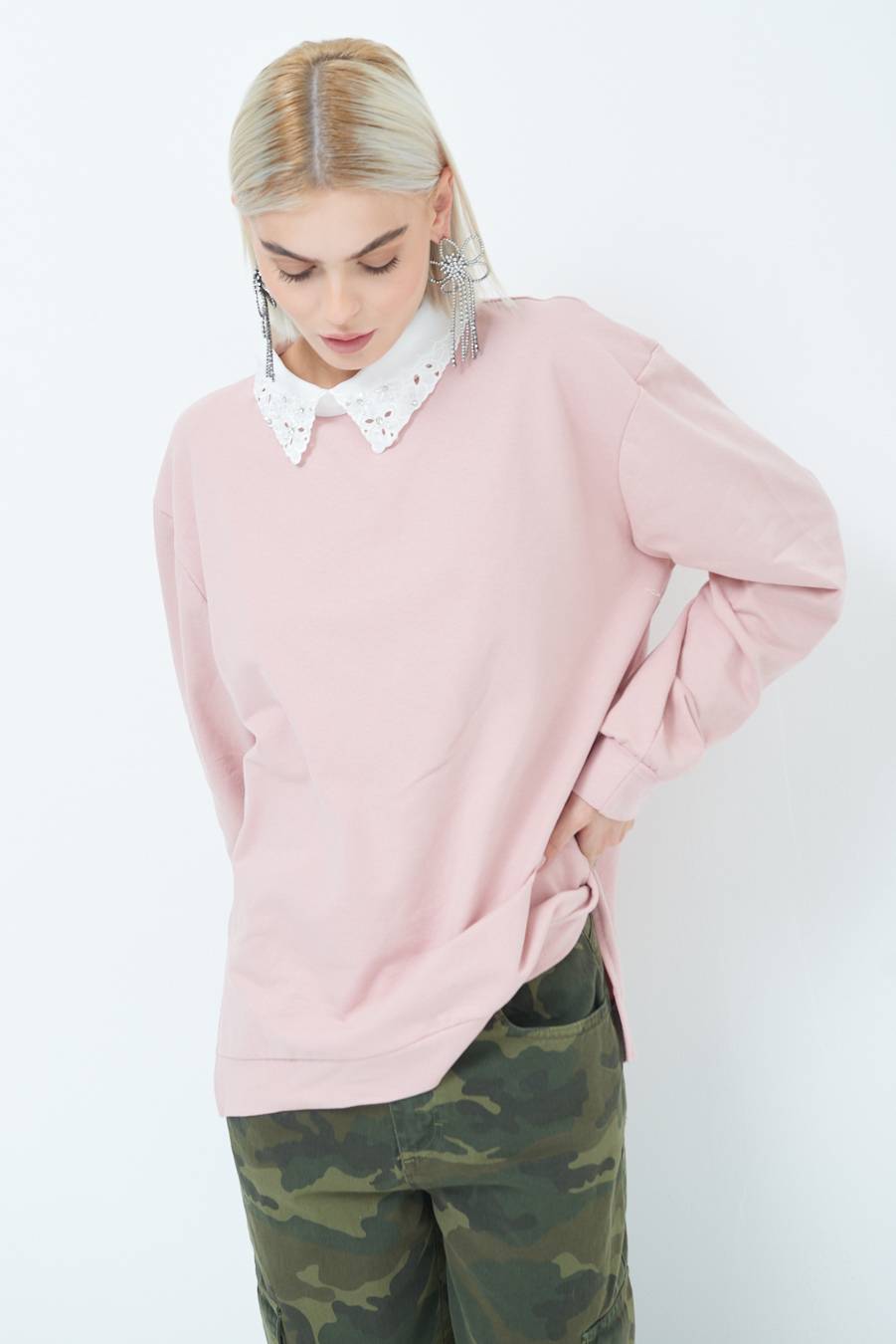Kikisix FELPA CON COLLETTO CON STRASS CIPRIA Convenienza