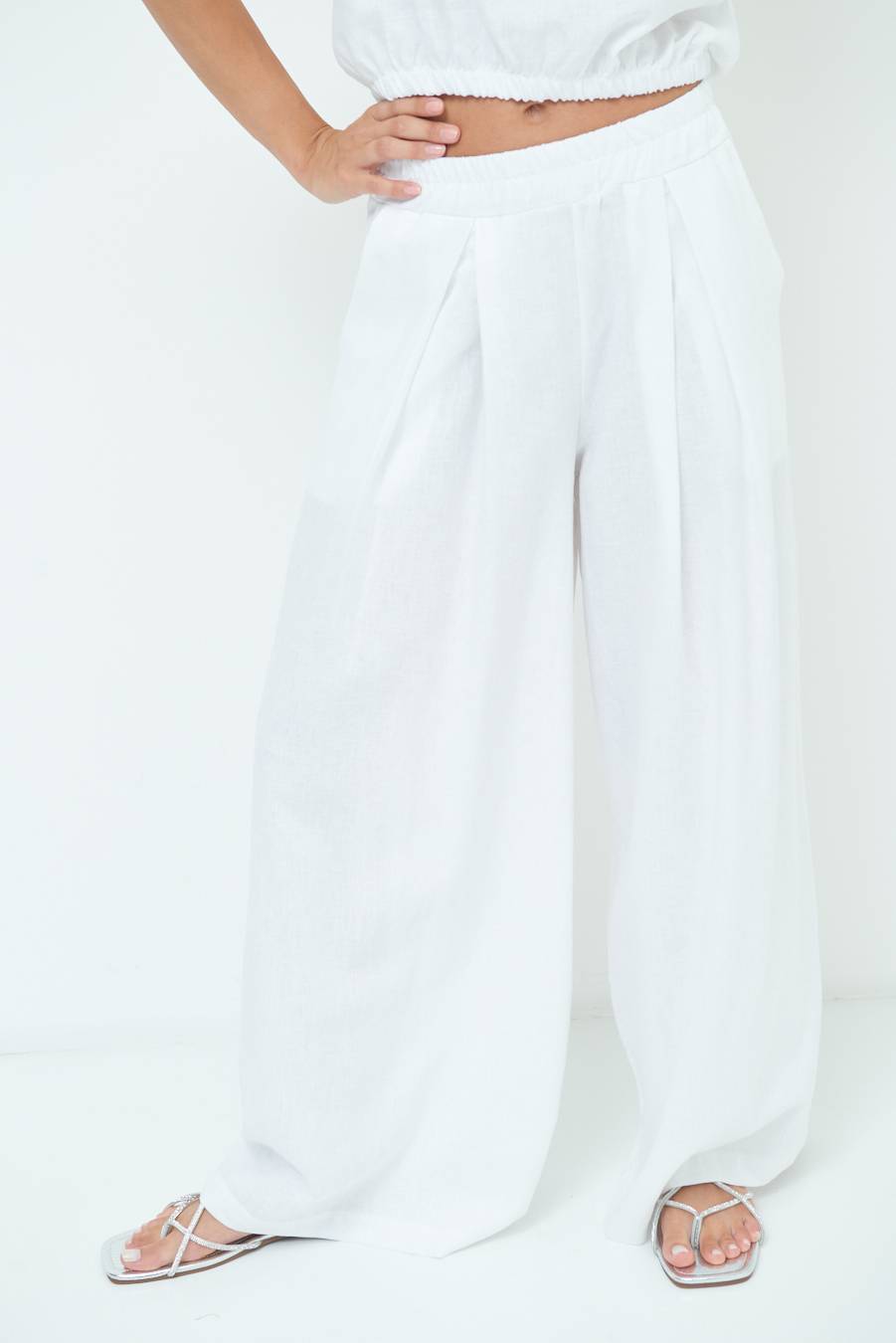 Kikisix PANTA PALAZZO CON PINCE PANNA Sconto
