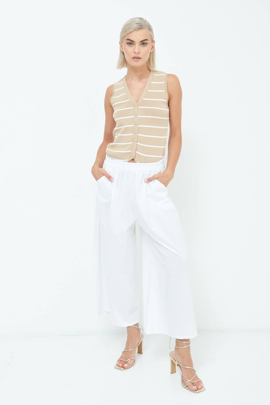 Kikisix PANTALONE CROP ELASTICO UNITO BIANCO Hotsell