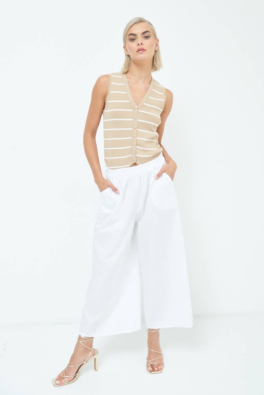 Kikisix PANTALONE CROP ELASTICO UNITO BIANCO Hotsell
