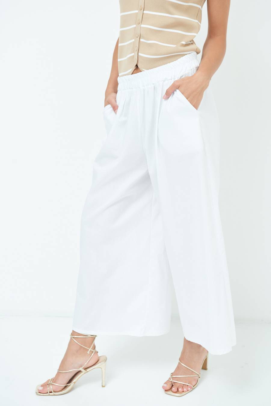 Kikisix PANTALONE CROP ELASTICO UNITO BIANCO Hotsell