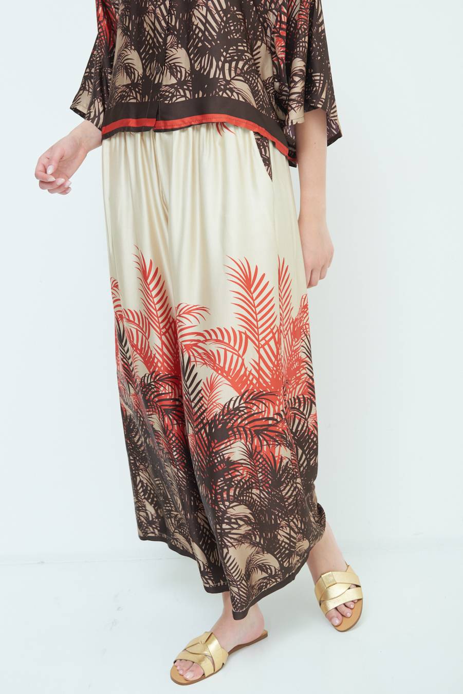 Kikisix PANTALONE PALAZZO FANTASIA BALZA MORO/ARANCIO Vendite Flash