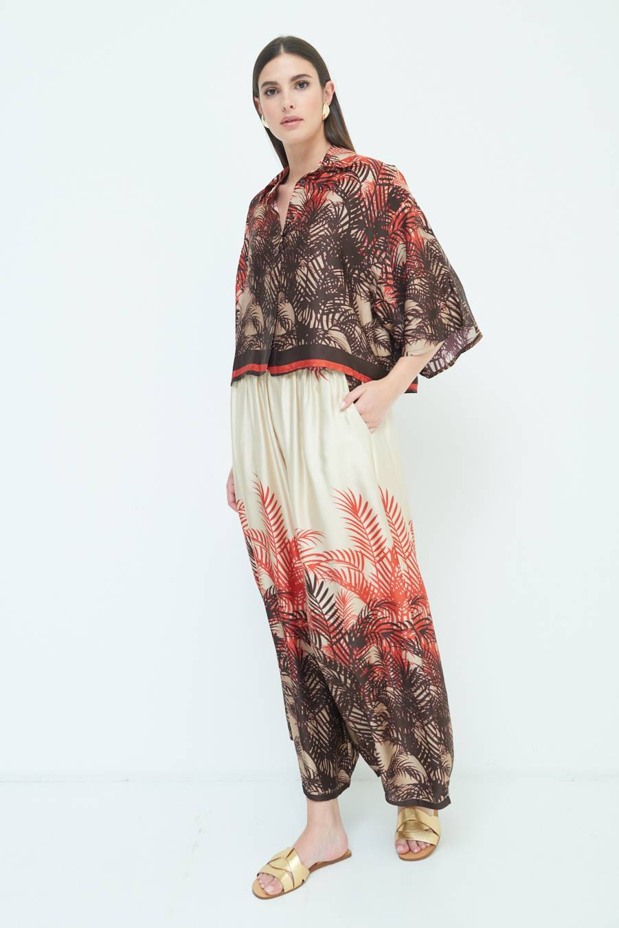 Kikisix PANTALONE PALAZZO FANTASIA BALZA MORO/ARANCIO Vendite Flash