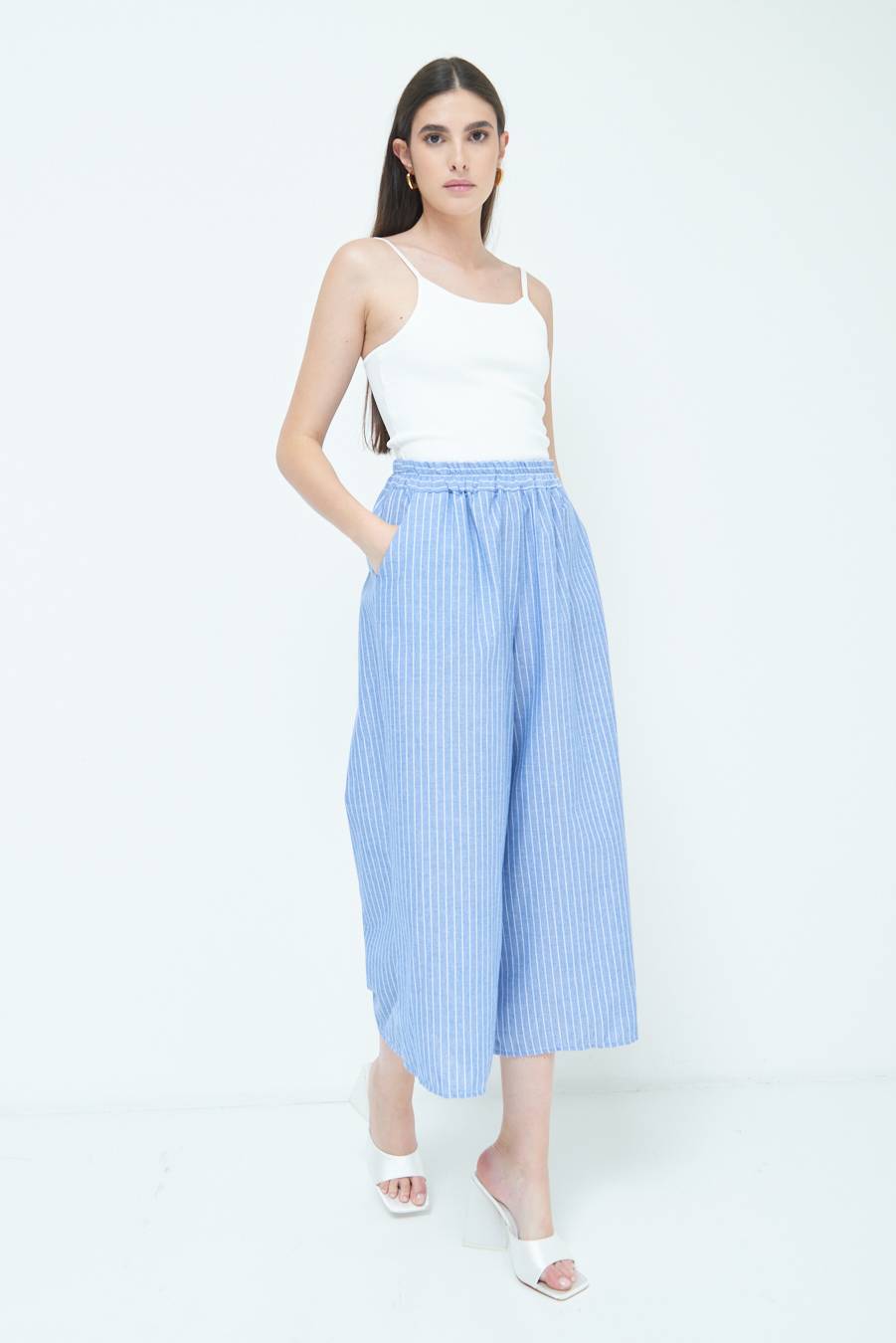Kikisix PANTALONE CROP ELASTICO RIGHE BLU I Più Venduti