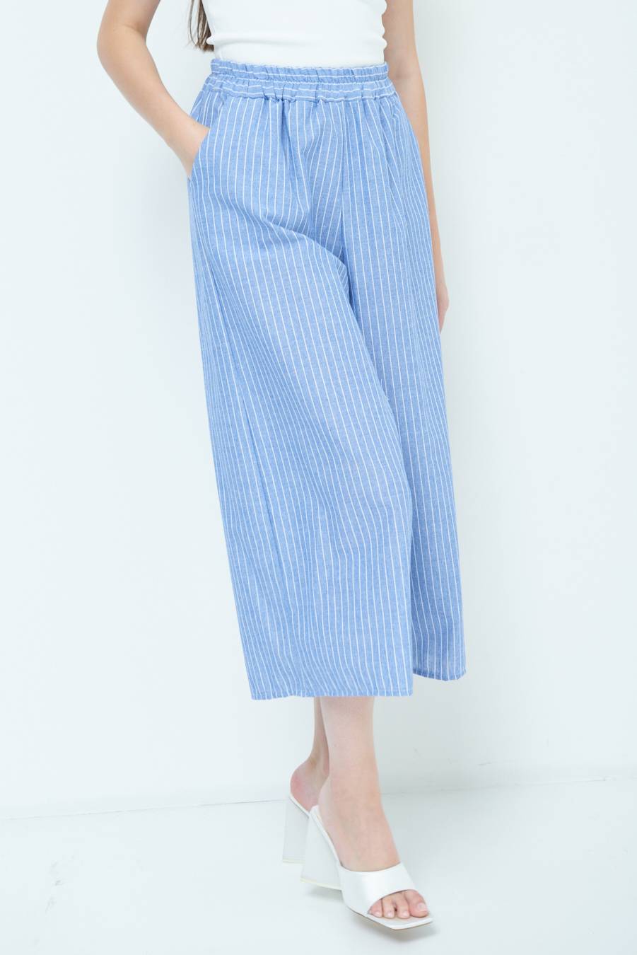 Kikisix PANTALONE CROP ELASTICO RIGHE BLU I Più Venduti