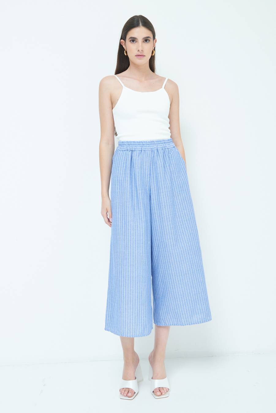 Kikisix PANTALONE CROP ELASTICO RIGHE BLU I Più Venduti