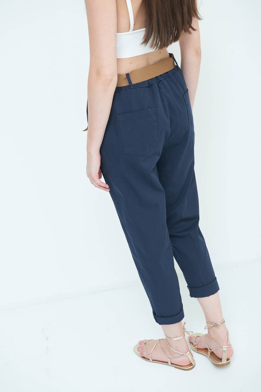 Kikisix PANTALONE DRITTO CON RISVOLTO BLU Spedizione gratuita