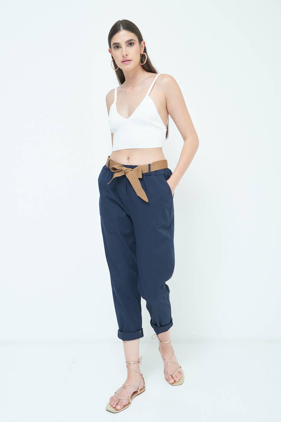 Kikisix PANTALONE DRITTO CON RISVOLTO BLU Spedizione gratuita