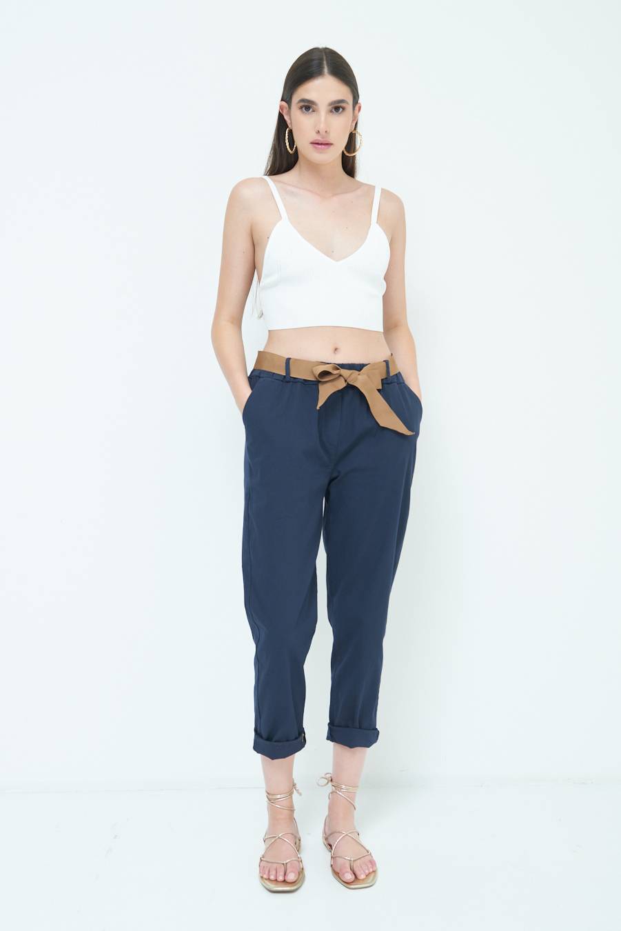 Kikisix PANTALONE DRITTO CON RISVOLTO BLU Spedizione gratuita