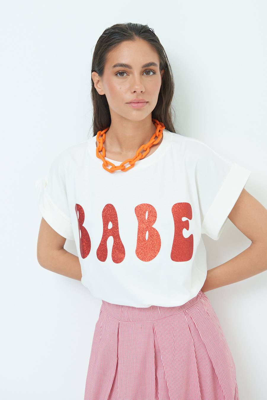 Kikisix T-SHIRT "BABE" ROSSO Liquidazione