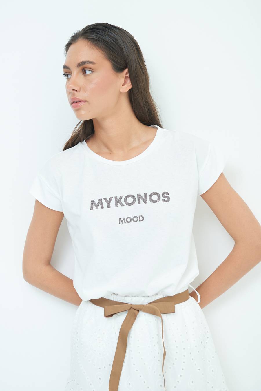 Kikisix T-SHIRT ''MYKONOS'' CIOCCOLATO Offerta settimanale