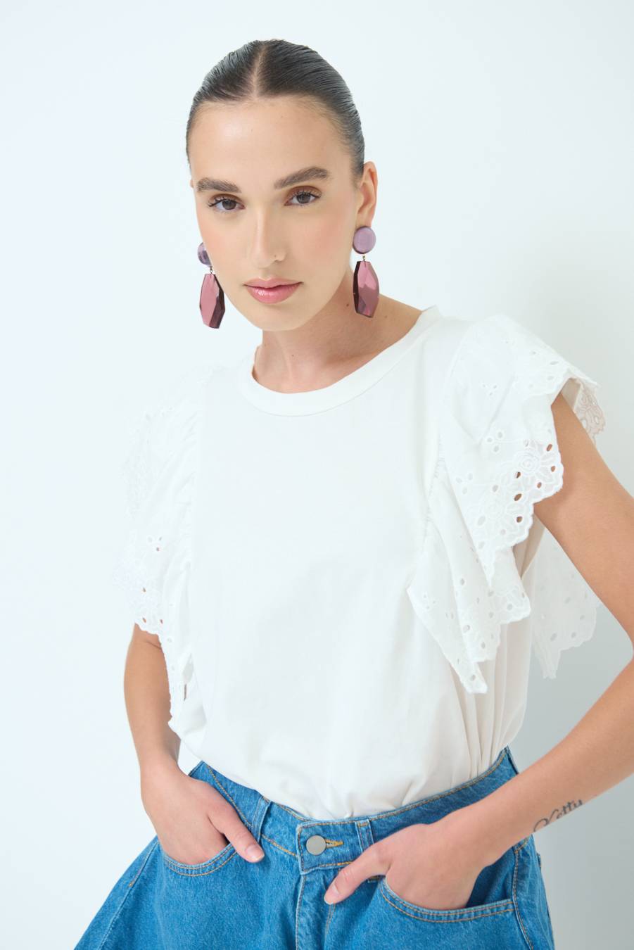 Kikisix T-SHIRT SANGALLO BIANCO Fino al 50% di sconto