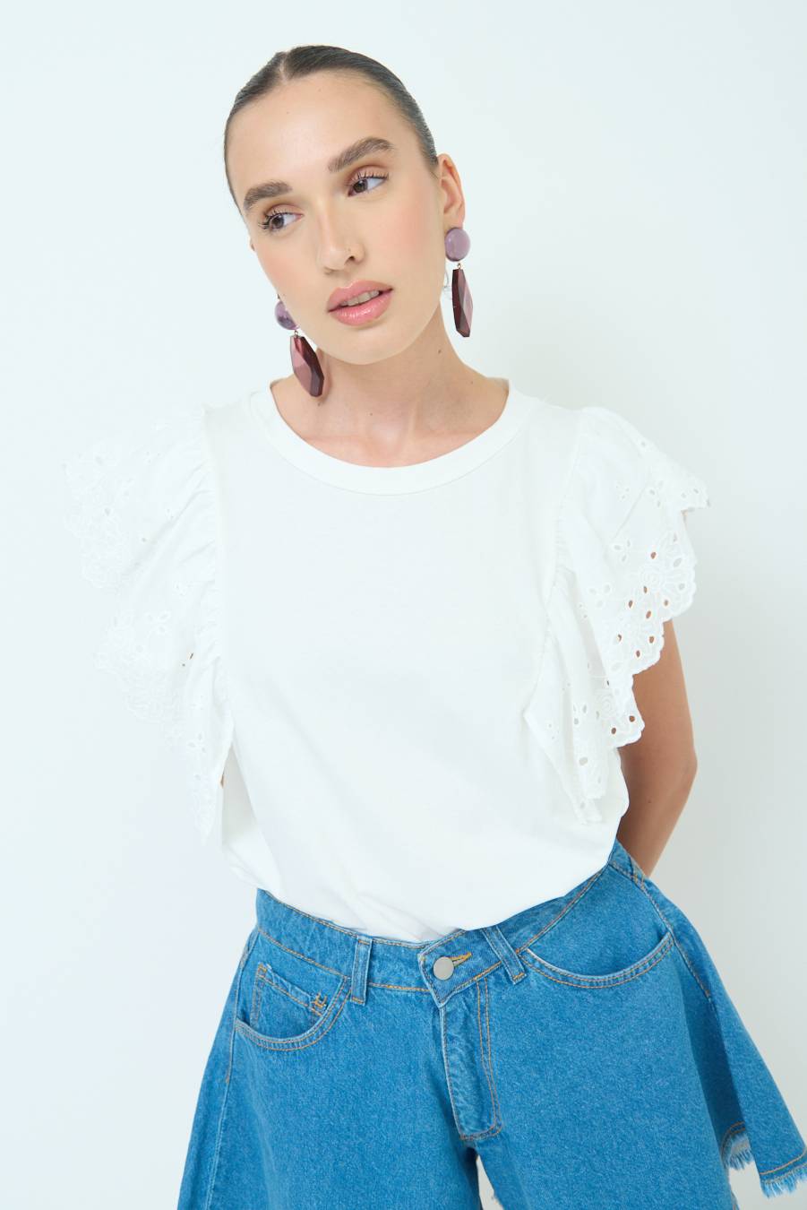 Kikisix T-SHIRT SANGALLO BIANCO Fino al 50% di sconto
