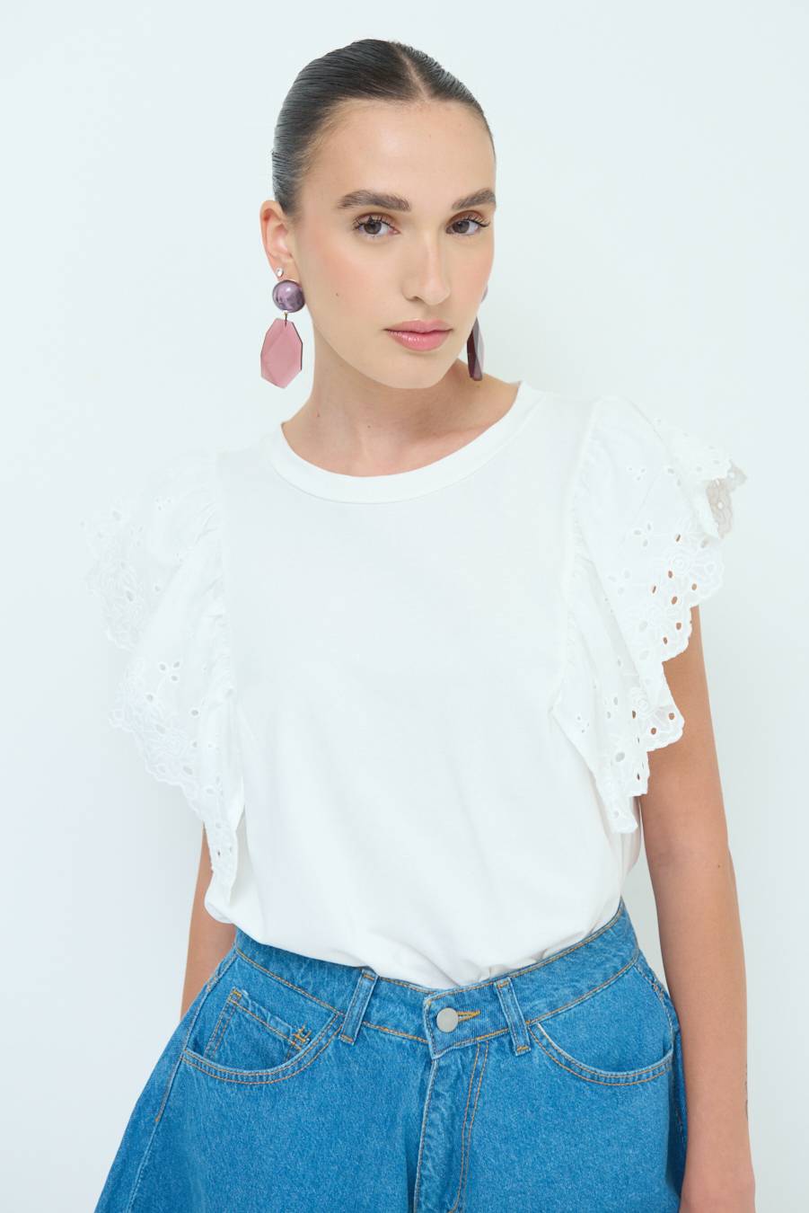 Kikisix T-SHIRT SANGALLO BIANCO Fino al 50% di sconto