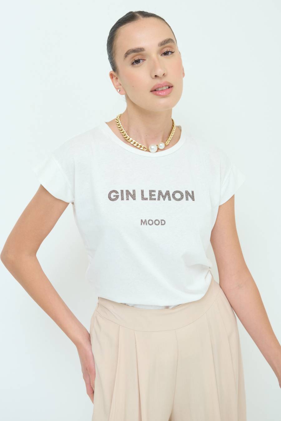Kikisix T-SHIRT ''GIN LEMON'' CIOCCOLATO Fino al 60% di sconto