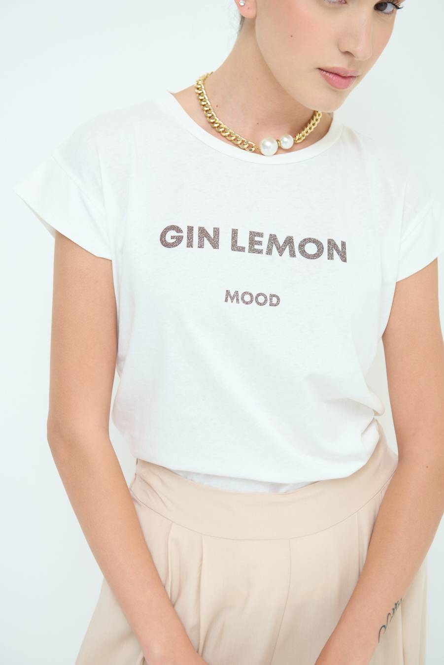 Kikisix T-SHIRT ''GIN LEMON'' CIOCCOLATO Fino al 60% di sconto