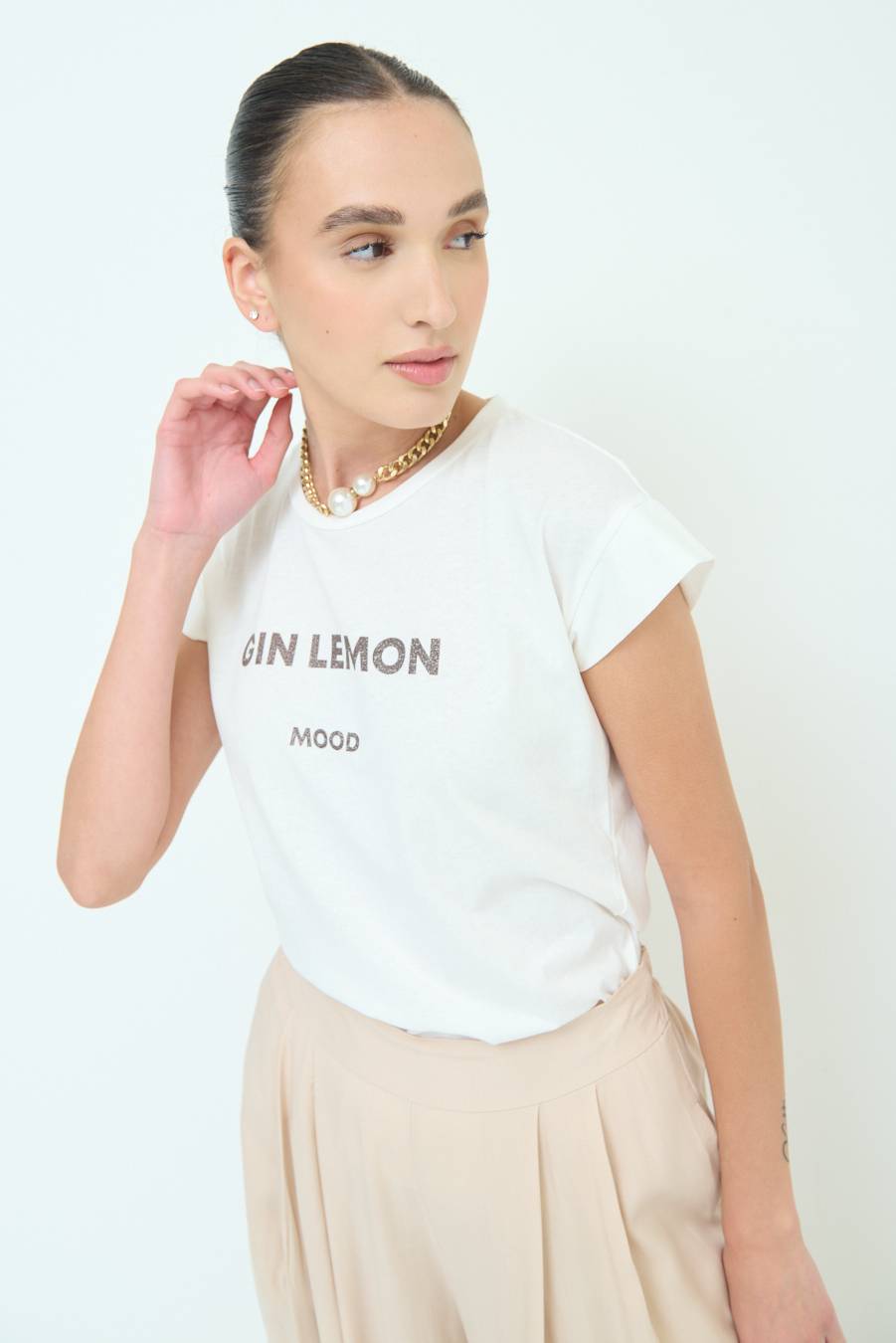 Kikisix T-SHIRT ''GIN LEMON'' CIOCCOLATO Fino al 60% di sconto