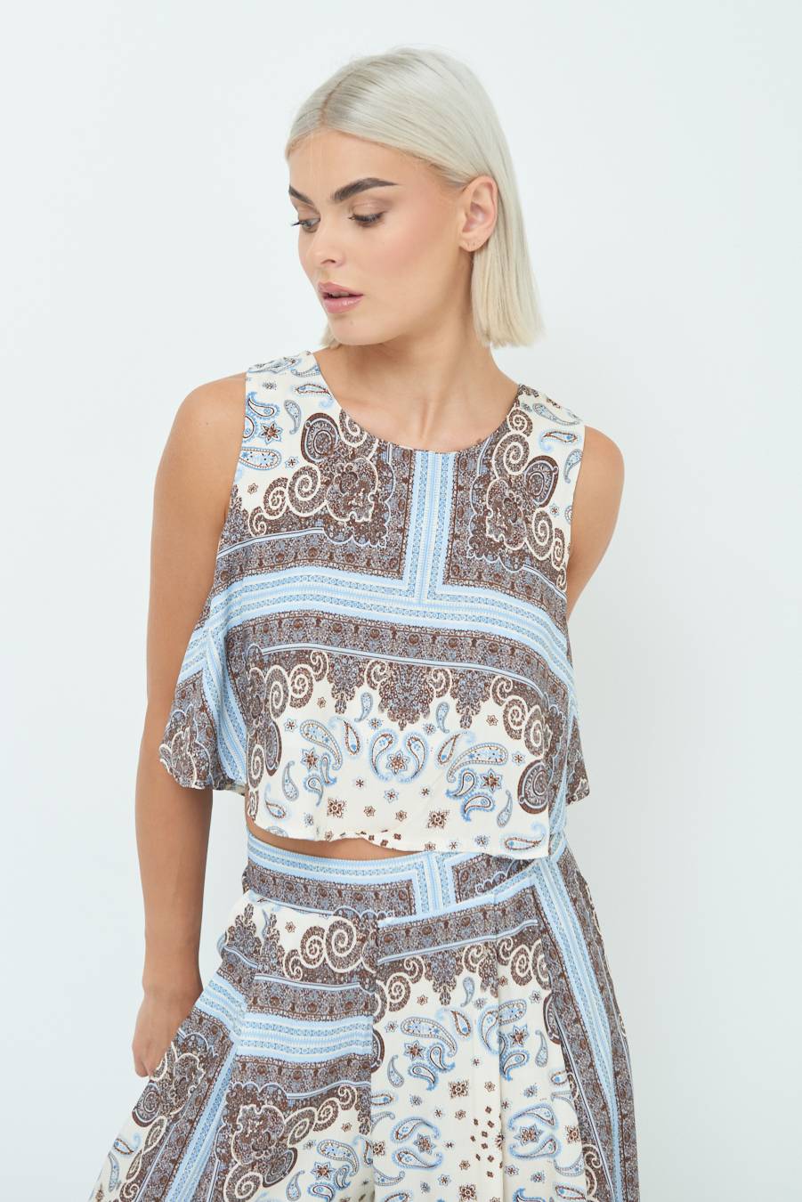 Kikisix CROP TOP STAMPA BIANCO Super sconto