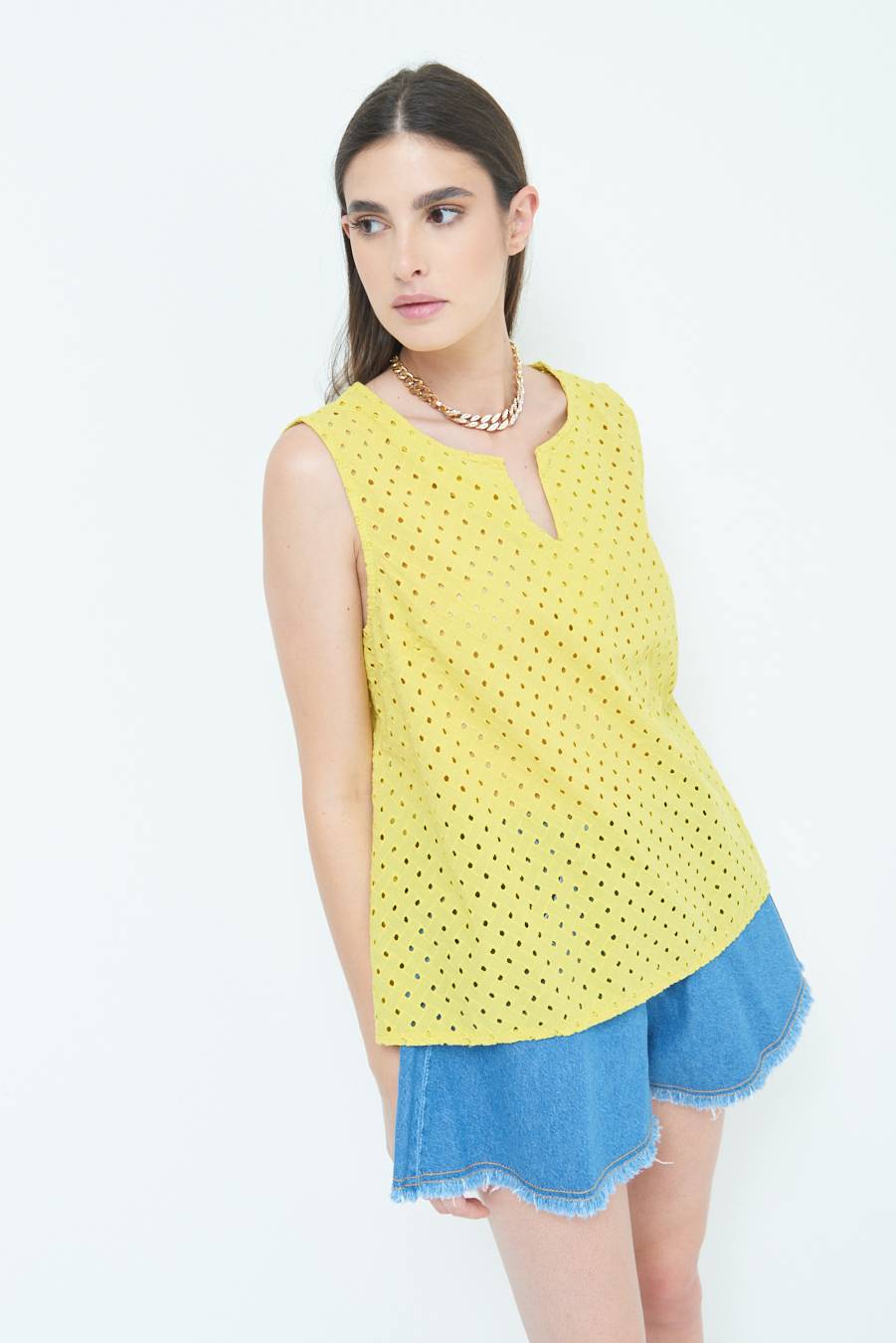 Kikisix TOP SMANICATO SANGALLO LIMONE In Linea
