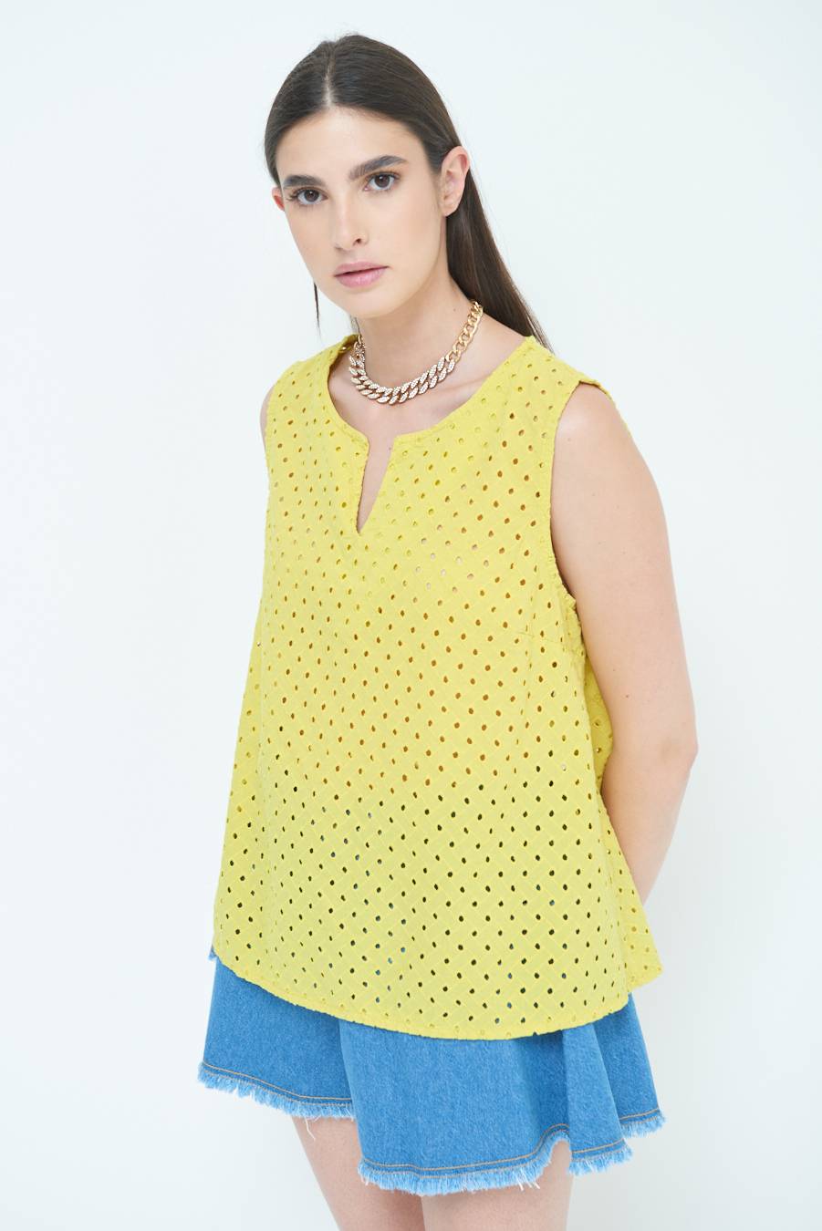 Kikisix TOP SMANICATO SANGALLO LIMONE In Linea