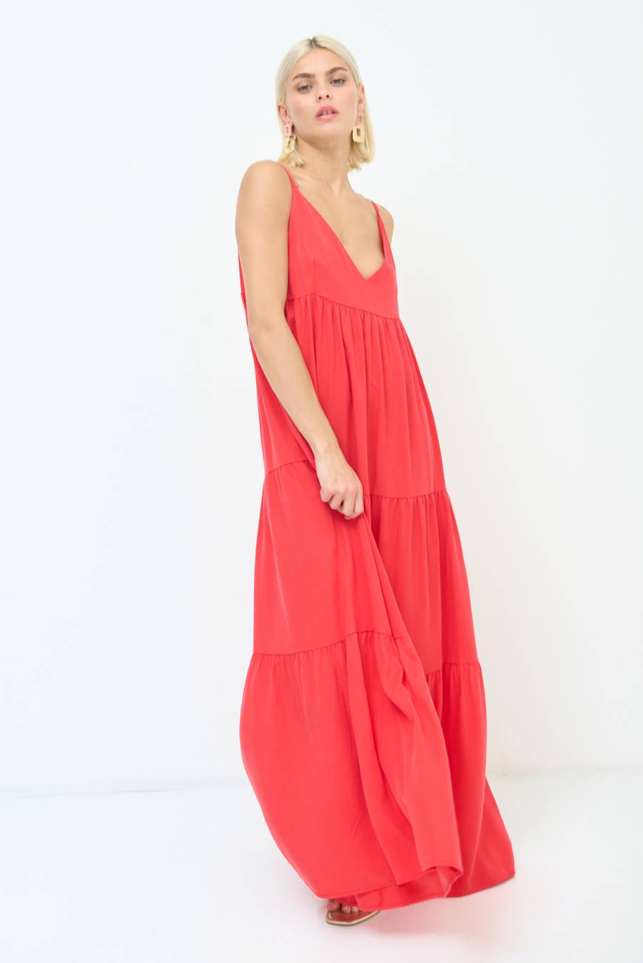 Kikisix ABITO AMPIO MAXI ROSSO Vendita Calda