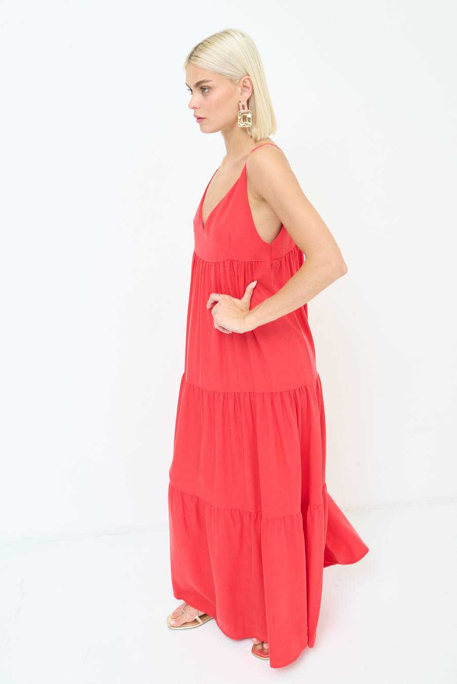 Kikisix ABITO AMPIO MAXI ROSSO Vendita Calda