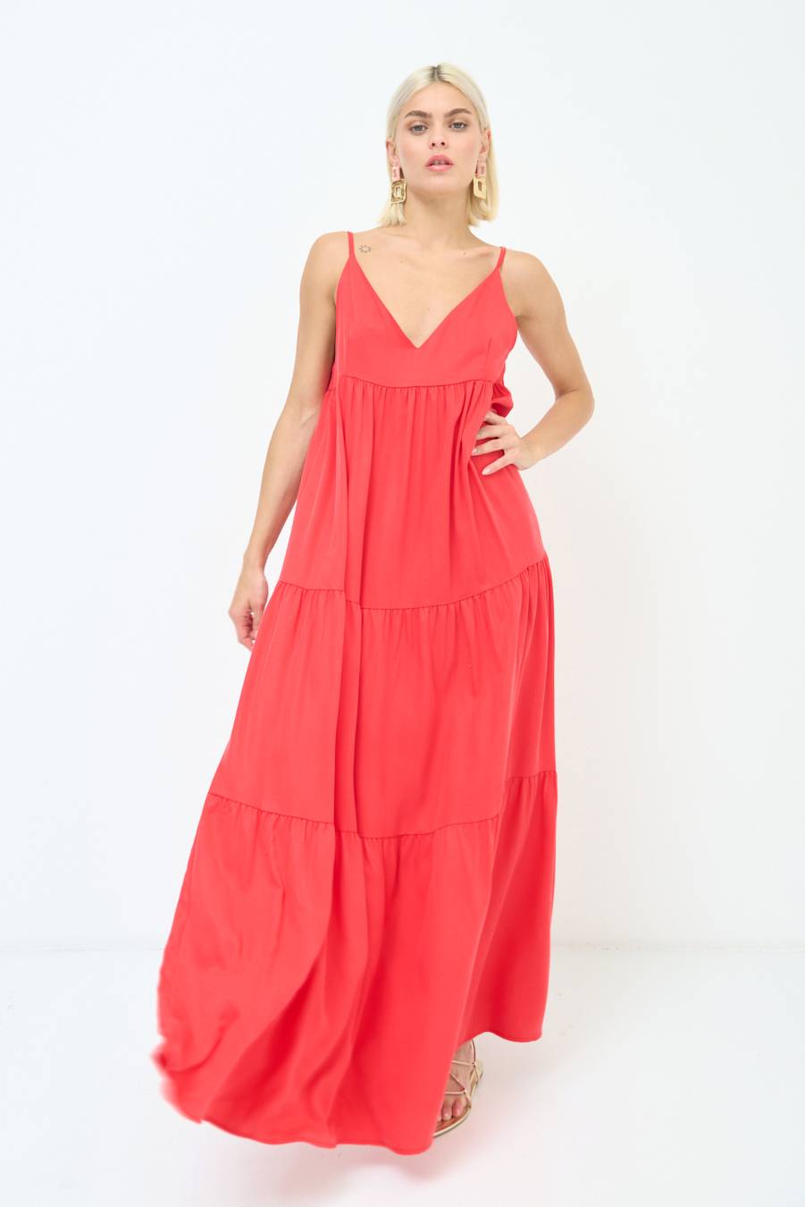 Kikisix ABITO AMPIO MAXI ROSSO Vendita Calda