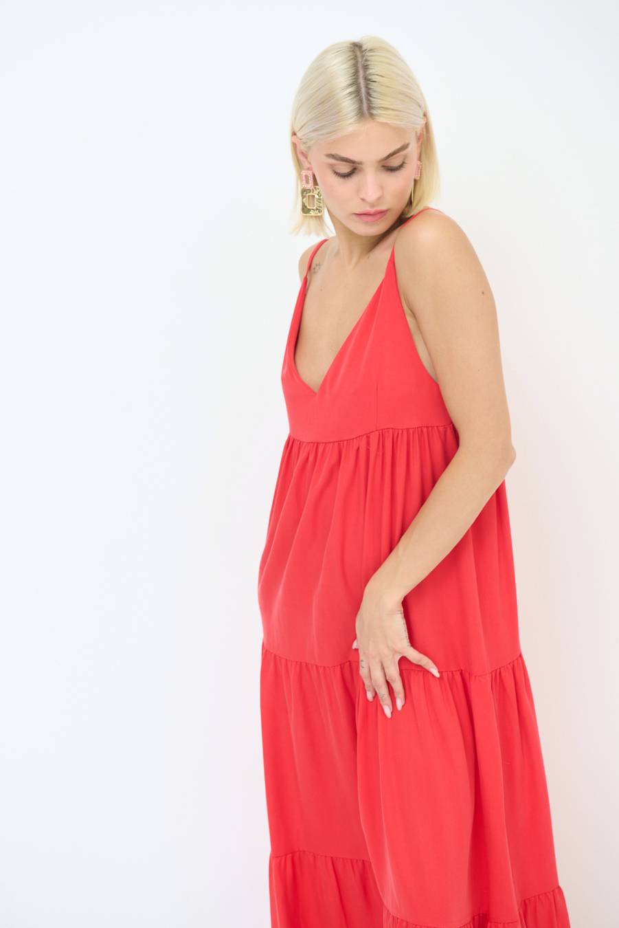 Kikisix ABITO AMPIO MAXI ROSSO Vendita Calda