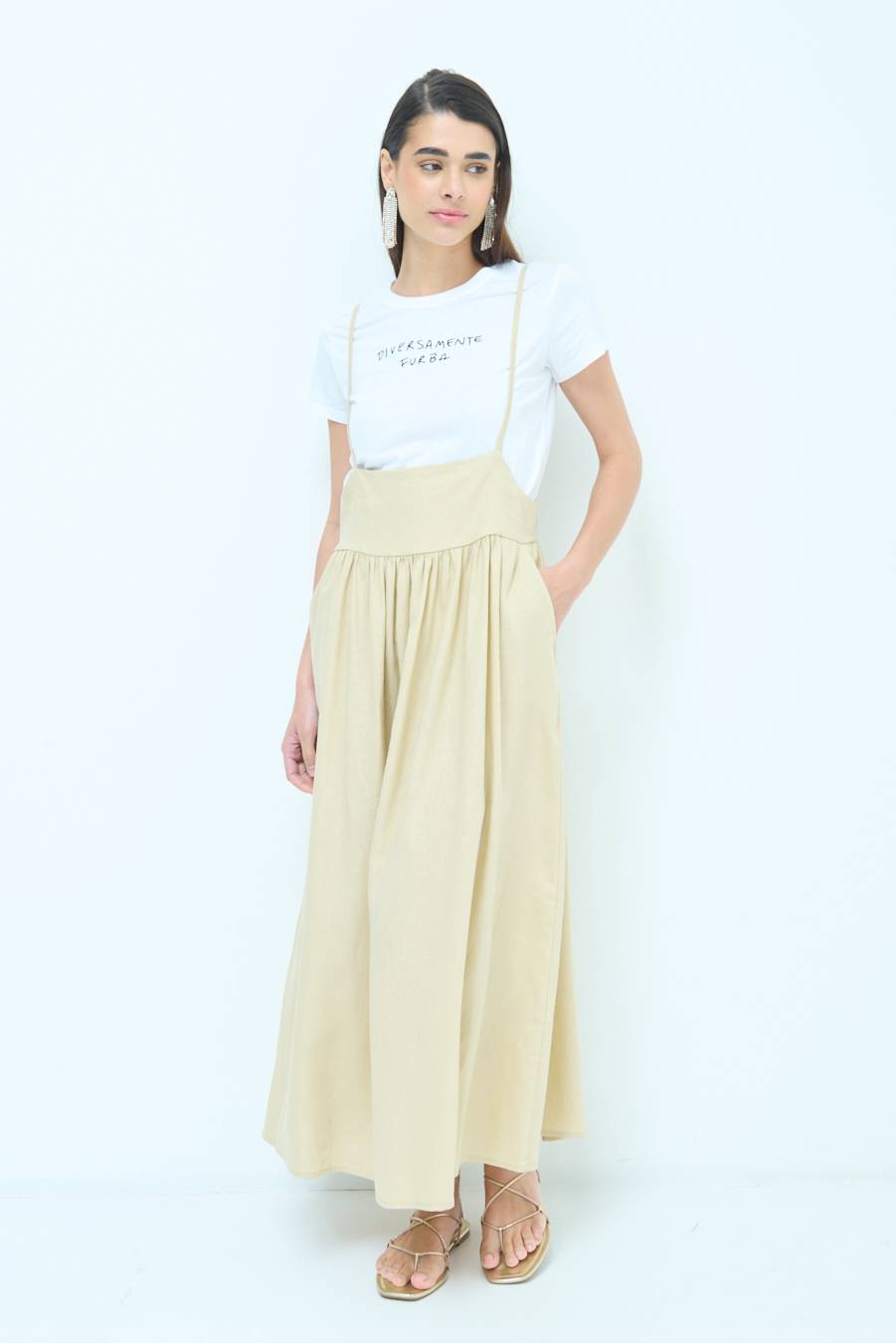 Kikisix ABITO CON TAGLIO SENO MISTO VISCOSA BEIGE Prezzo di fabbrica