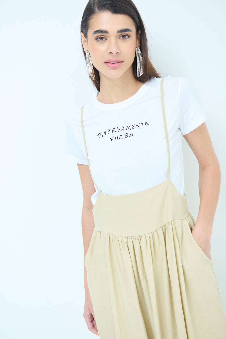 Kikisix ABITO CON TAGLIO SENO MISTO VISCOSA BEIGE Prezzo di fabbrica