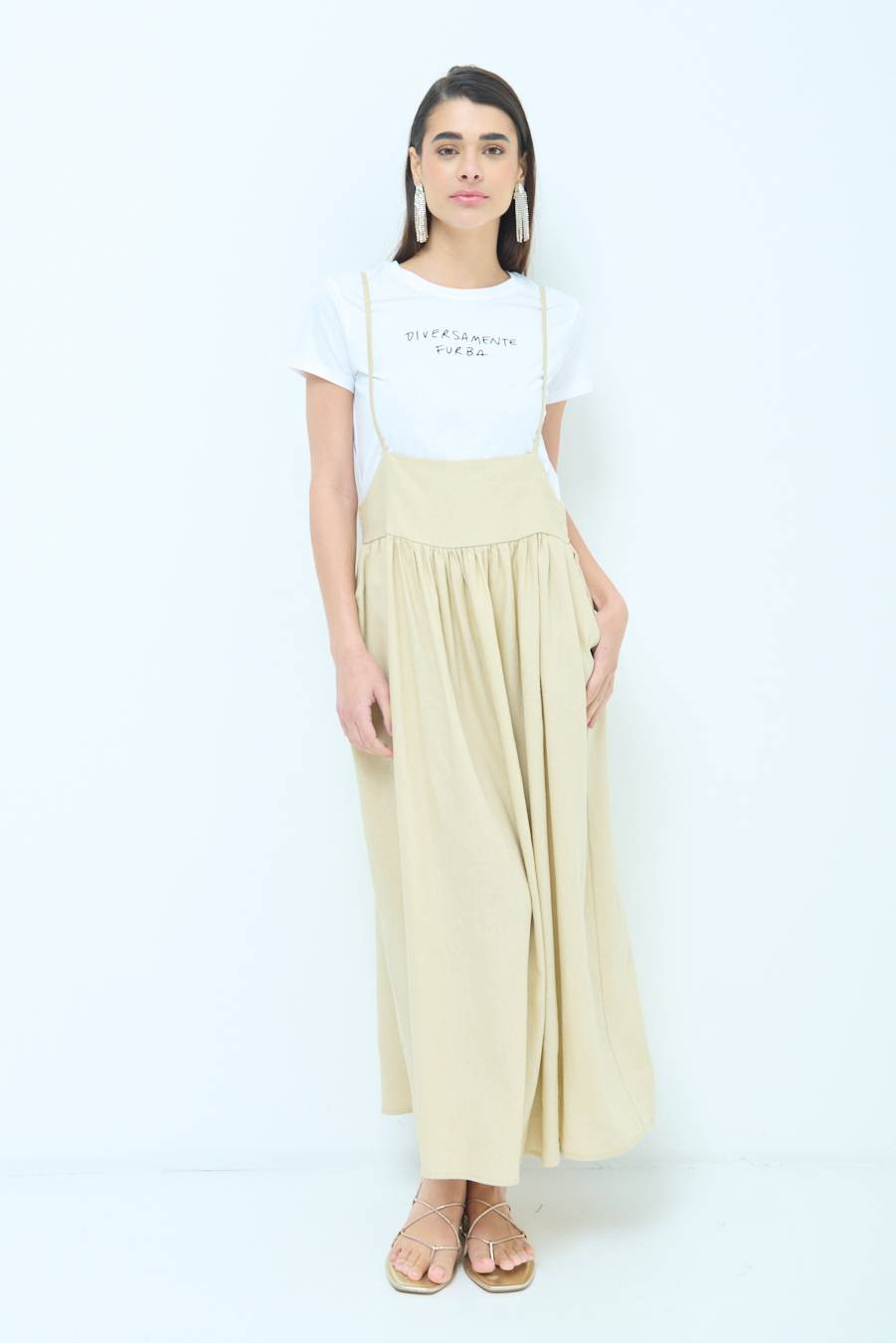 Kikisix ABITO CON TAGLIO SENO MISTO VISCOSA BEIGE Prezzo di fabbrica