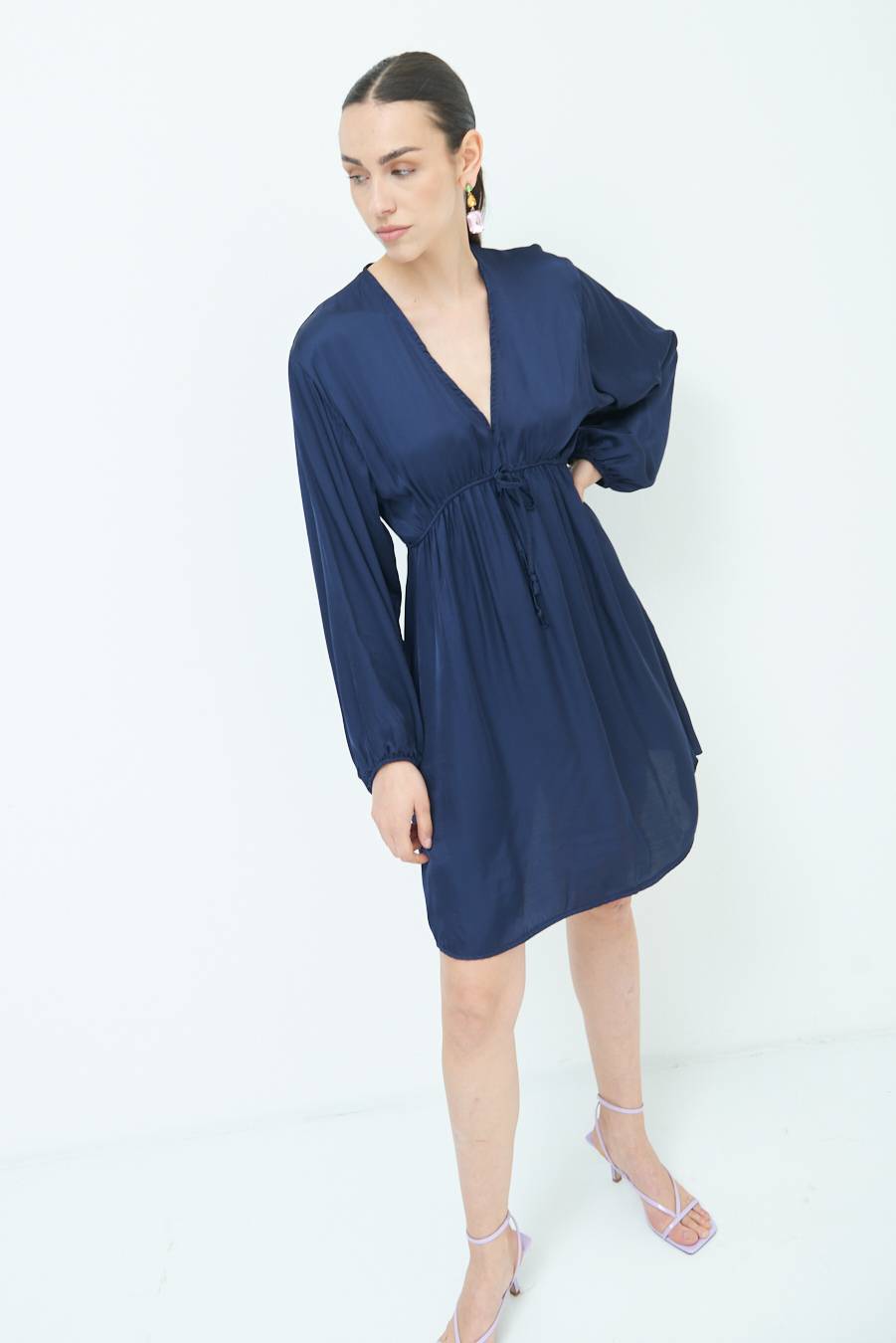Kikisix ABITO COULICE RASO VISCOSA BLU Grande vendita