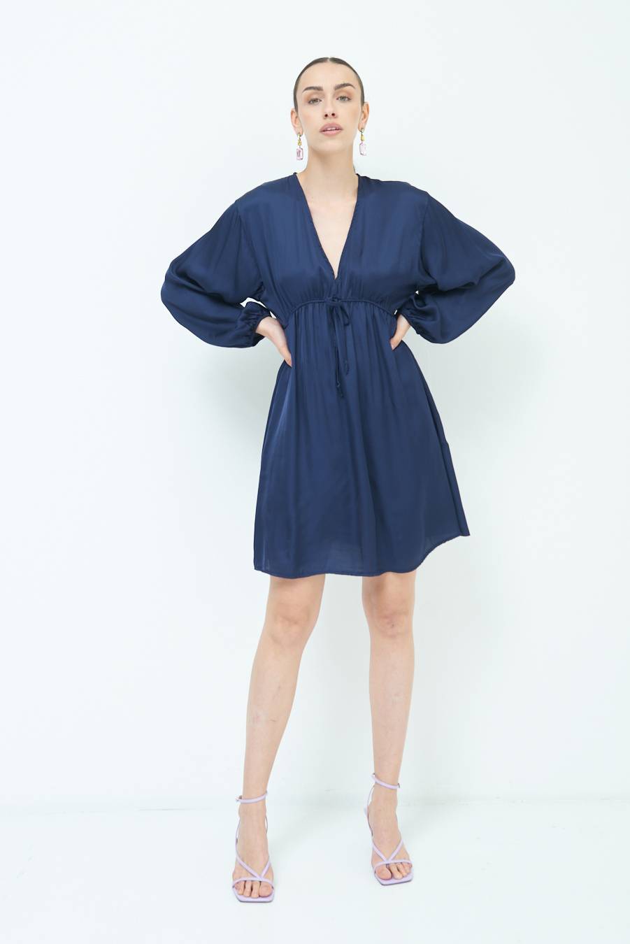 Kikisix ABITO COULICE RASO VISCOSA BLU Grande vendita
