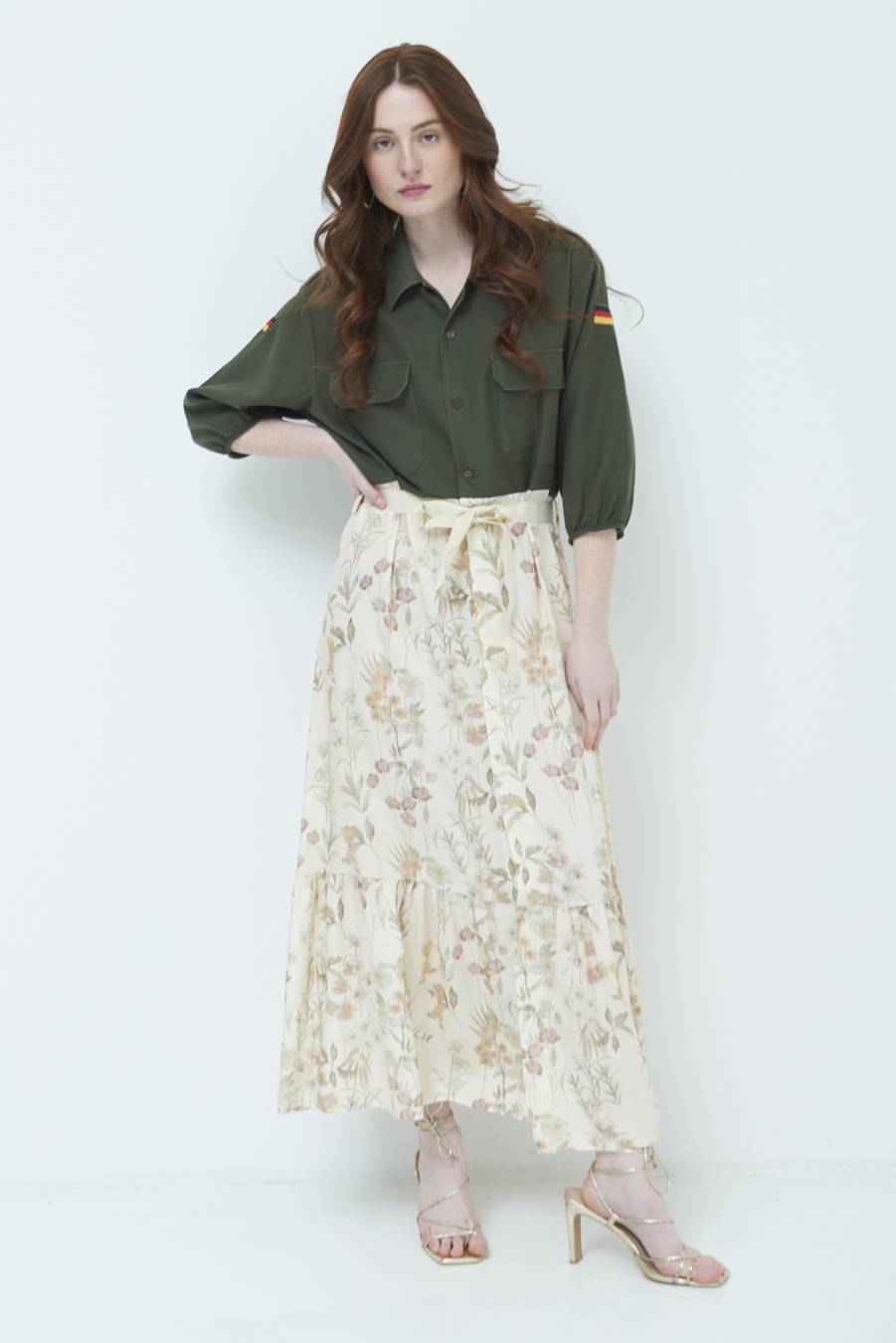 Kikisix ABITO GONNA FANTASIA VINTAGE BEIGE Sconti VIP