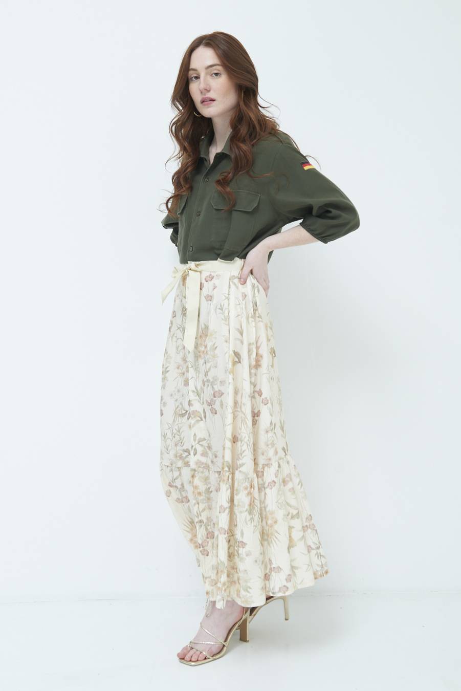 Kikisix ABITO GONNA FANTASIA VINTAGE BEIGE Sconti VIP