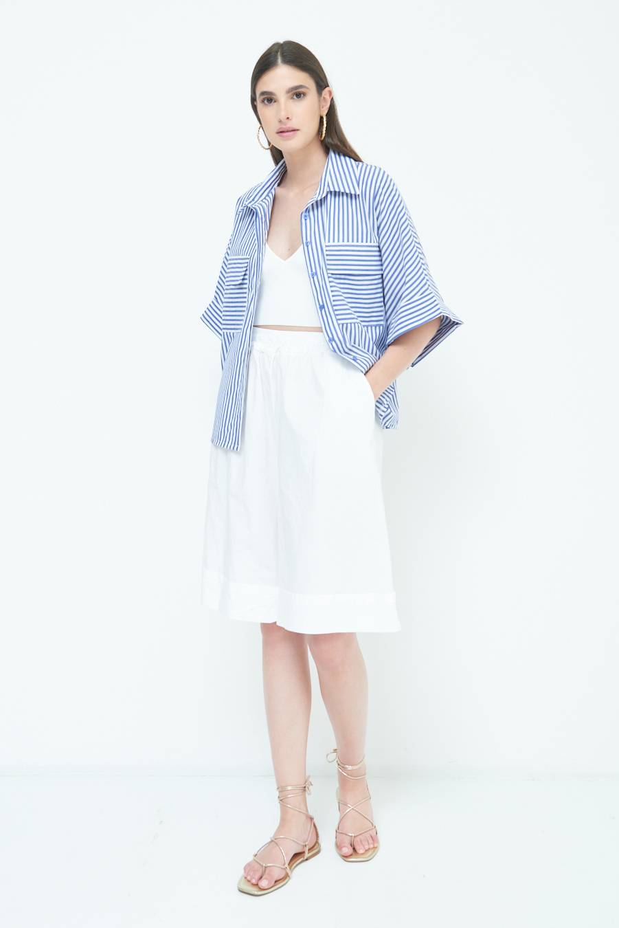 Kikisix CAMICIA OVER CON TASCHE BLU Rilascio limitato