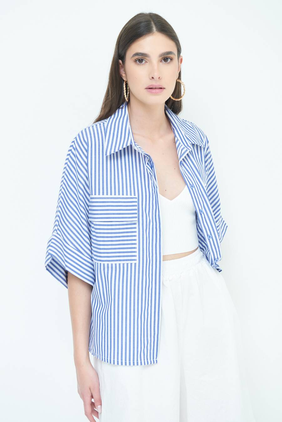 Kikisix CAMICIA OVER CON TASCHE BLU Rilascio limitato