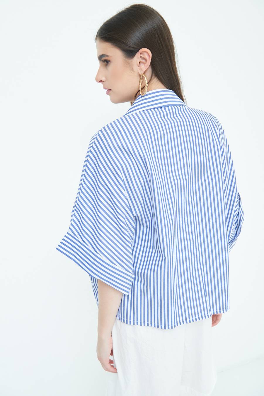 Kikisix CAMICIA OVER CON TASCHE BLU Rilascio limitato