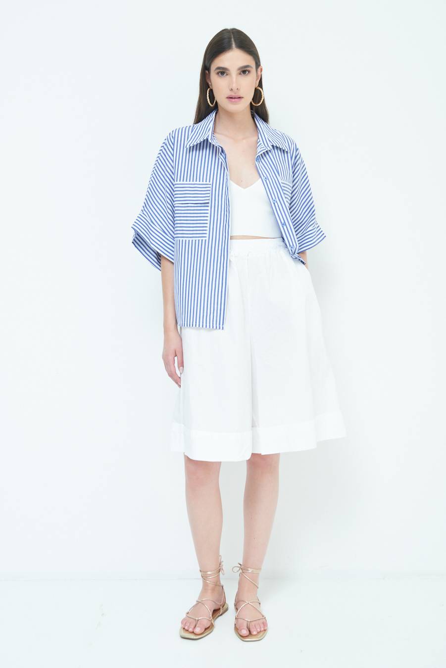 Kikisix CAMICIA OVER CON TASCHE BLU Rilascio limitato