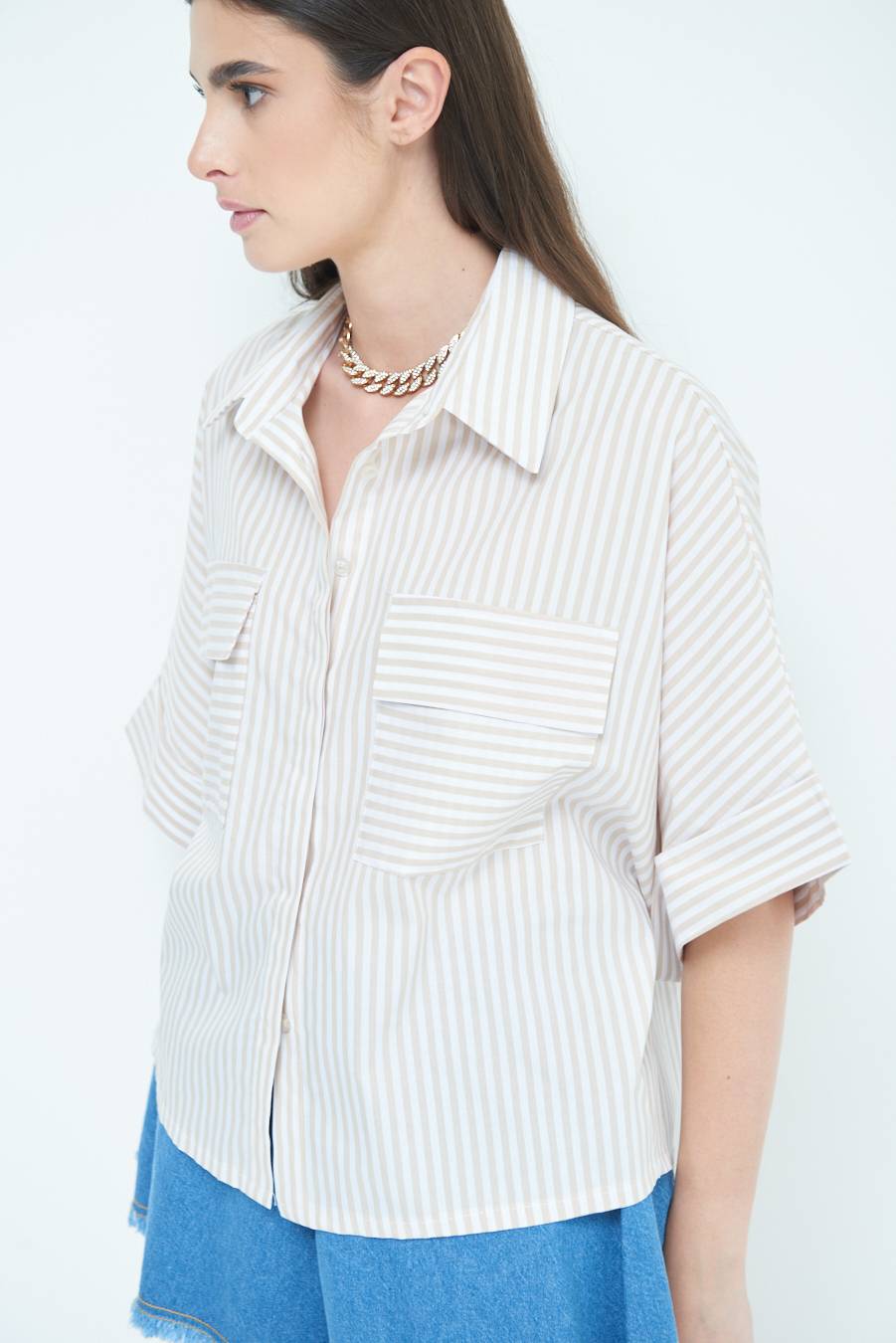 Kikisix CAMICIA OVER CON TASCHEBEIGE Ultimi tre giorni