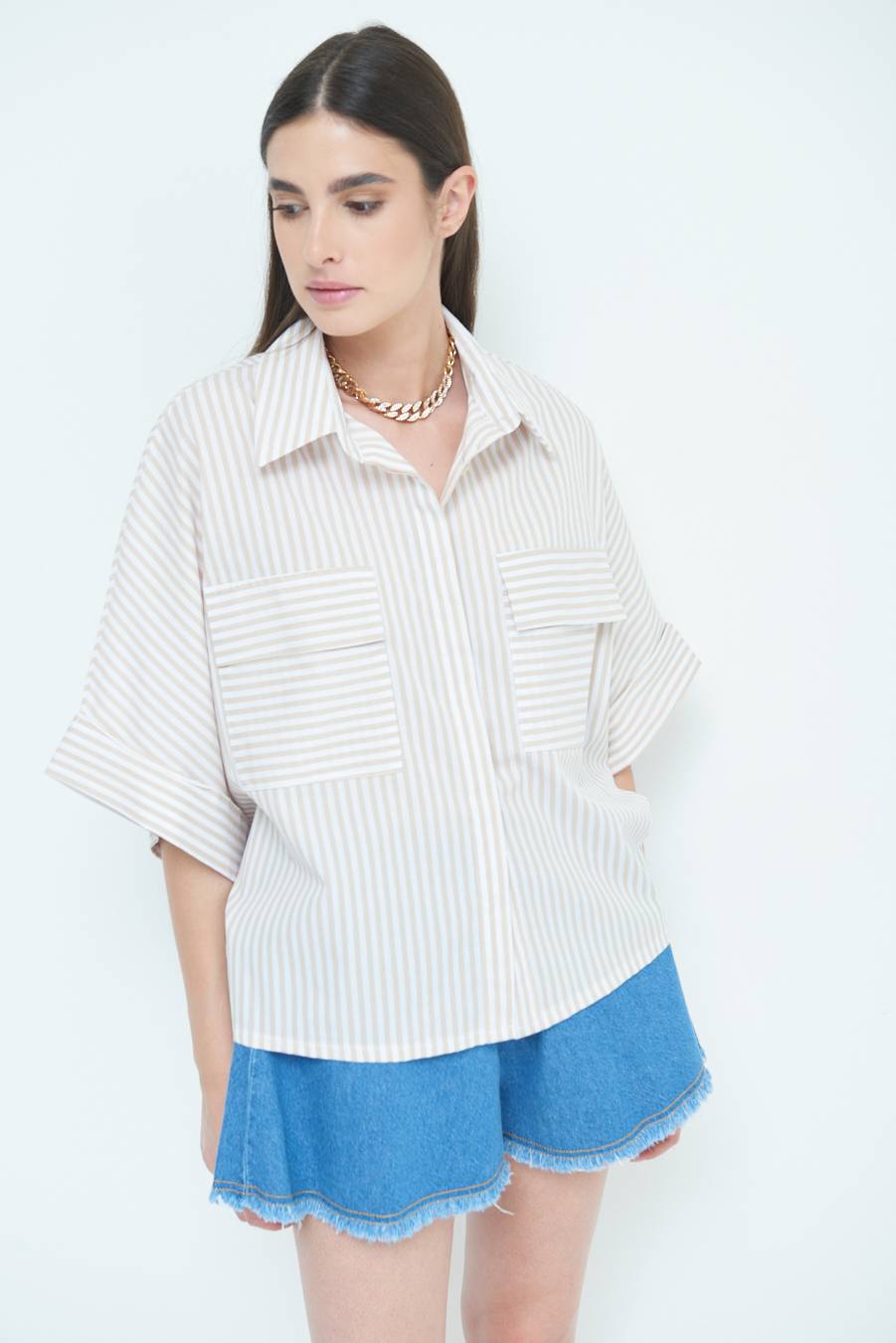 Kikisix CAMICIA OVER CON TASCHEBEIGE Ultimi tre giorni