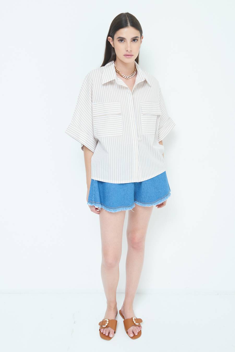 Kikisix CAMICIA OVER CON TASCHEBEIGE Ultimi tre giorni